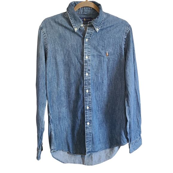 Ralph Lauren Tops - Ralph Lauren Womens M Classic Fit Denim Shirt Button Down Blue Preppy Flesh Pony